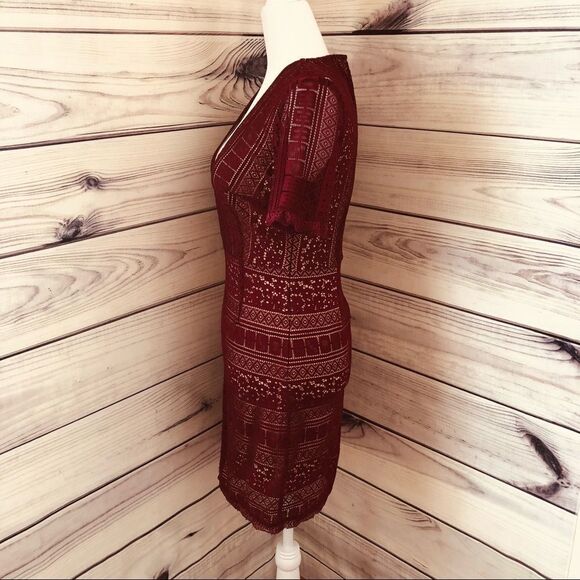 Forever 21 Burgundy Lace Short Sleeve Dress - Picture 4 of 7